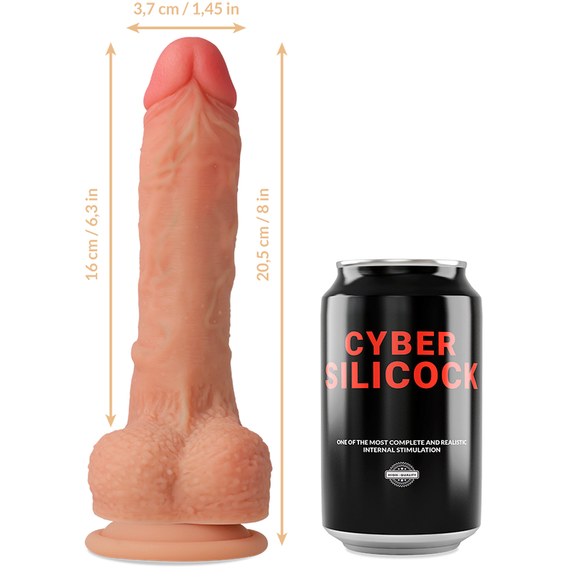 CYBER SILICOCK - STRAP-ON CONNOR SILICONE LIQUIDE AVEC 3 ANNEAUX GRATUITS 20.5 CM -O- 3.7 CM CYBER SILICOCK