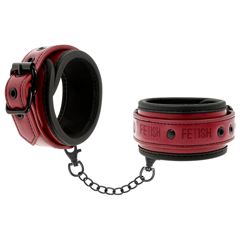 FETISH SUBMISSIVE DARK ROOM - MENOTTES EN CUIR VÉGAN AVEC DOUBLURE EN NÉOPRÈNE FETISH SUBMISSIVE DARK ROOM