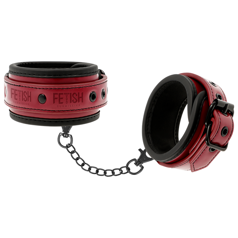 FETISH SUBMISSIVE DARK ROOM - MENOTTES DE CHEVILLE EN CUIR VÉGAN AVEC DOUBLURE EN NÉOPRÈNE FETISH SUBMISSIVE DARK ROOM