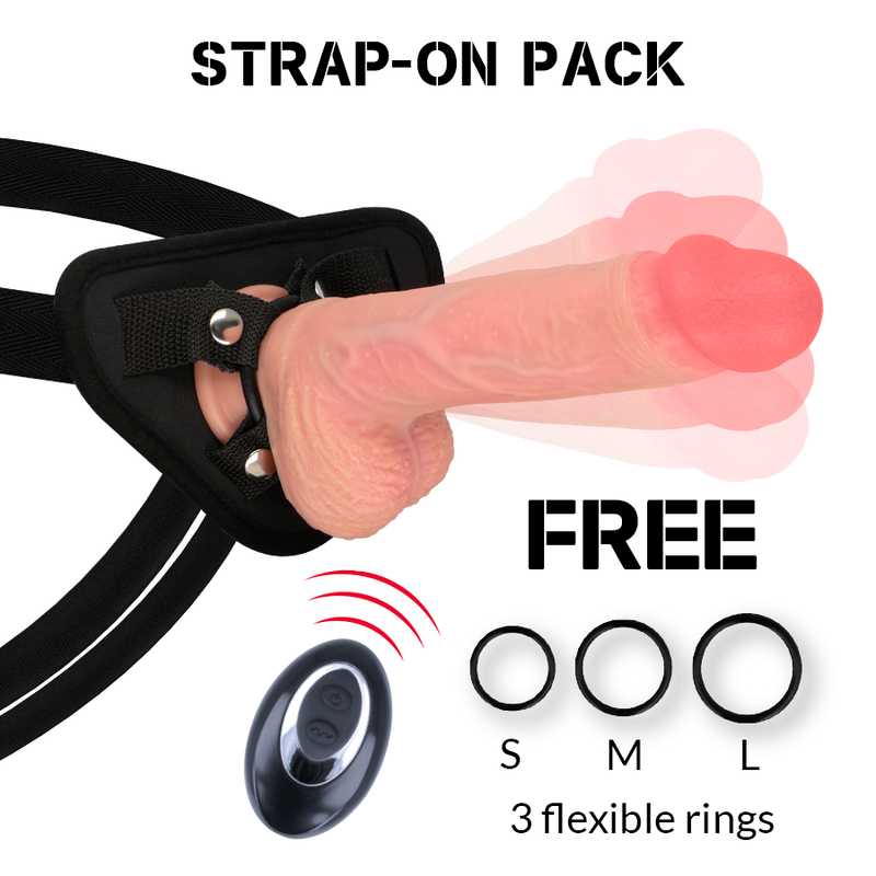 ROCKARMY - HARNAIS + VIBRATEUR SILICONE LIQUIDE PREMIUM TÉLÉCOMMANDE APACHE 20.5 CM -O- 4.62 CM ROCK ARMY