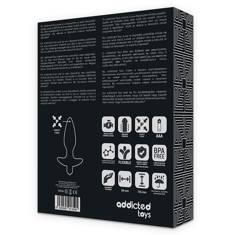 ADDICTED TOYS - MASSAGER PLUG ANAL AVEC VIBRATION NOIR ADDICTED TOYS