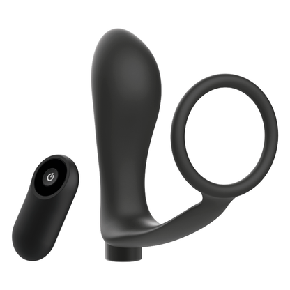 ADDICTED TOYS - ANNEAU PÉNIS AVEC TÉLÉCOMMANDE PLUG ANAL NOIR RECHARGEABLE ADDICTED TOYS