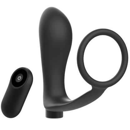 ADDICTED TOYS - ANNEAU PÉNIS AVEC TÉLÉCOMMANDE PLUG ANAL NOIR RECHARGEABLE ADDICTED TOYS